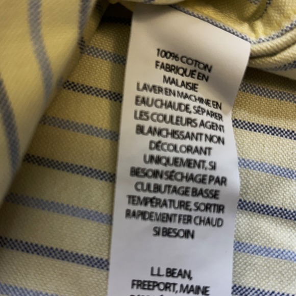 LL Bean Shirt Mens 16.5 Tall Button Down Striped Short Sleeve Cotton No Wrinkle - Picture 4 of 8